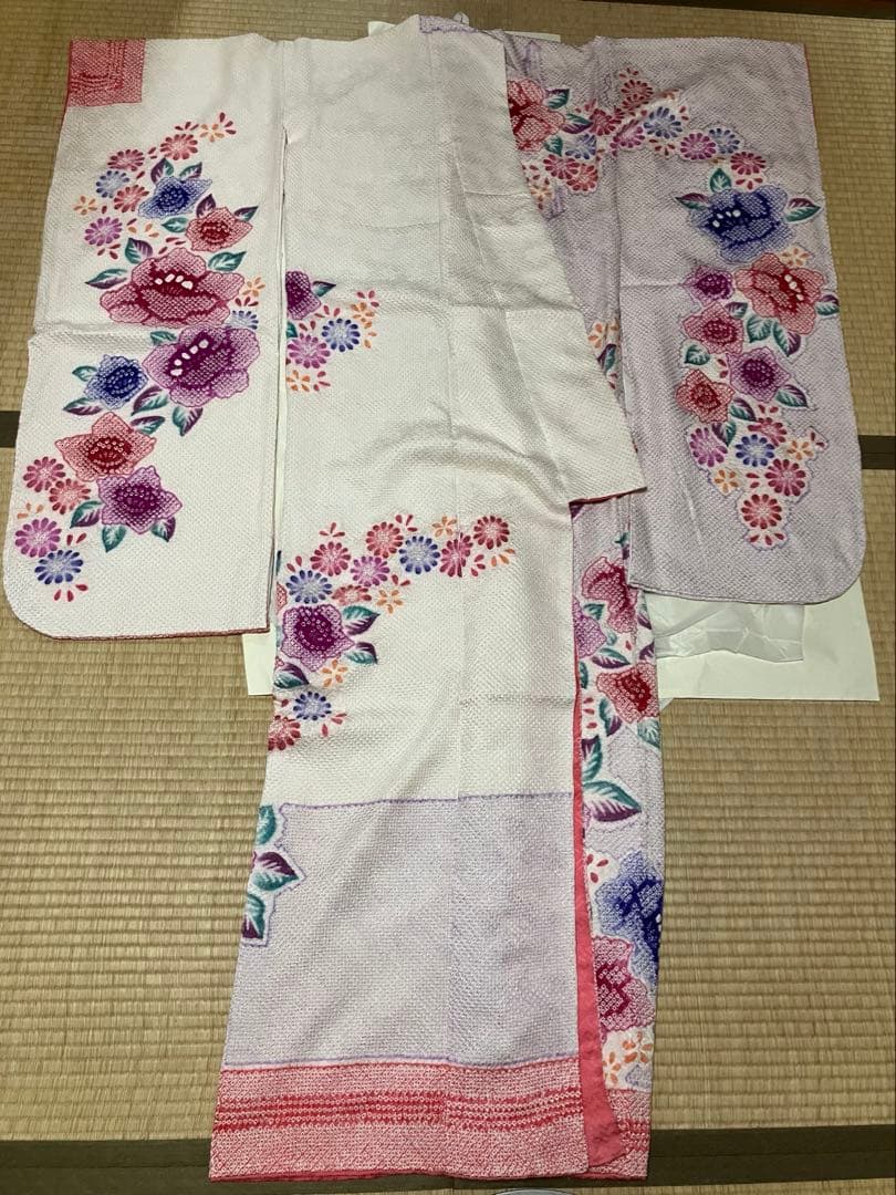 正絹　未使用品、総絞り振袖　　美品、袋帯