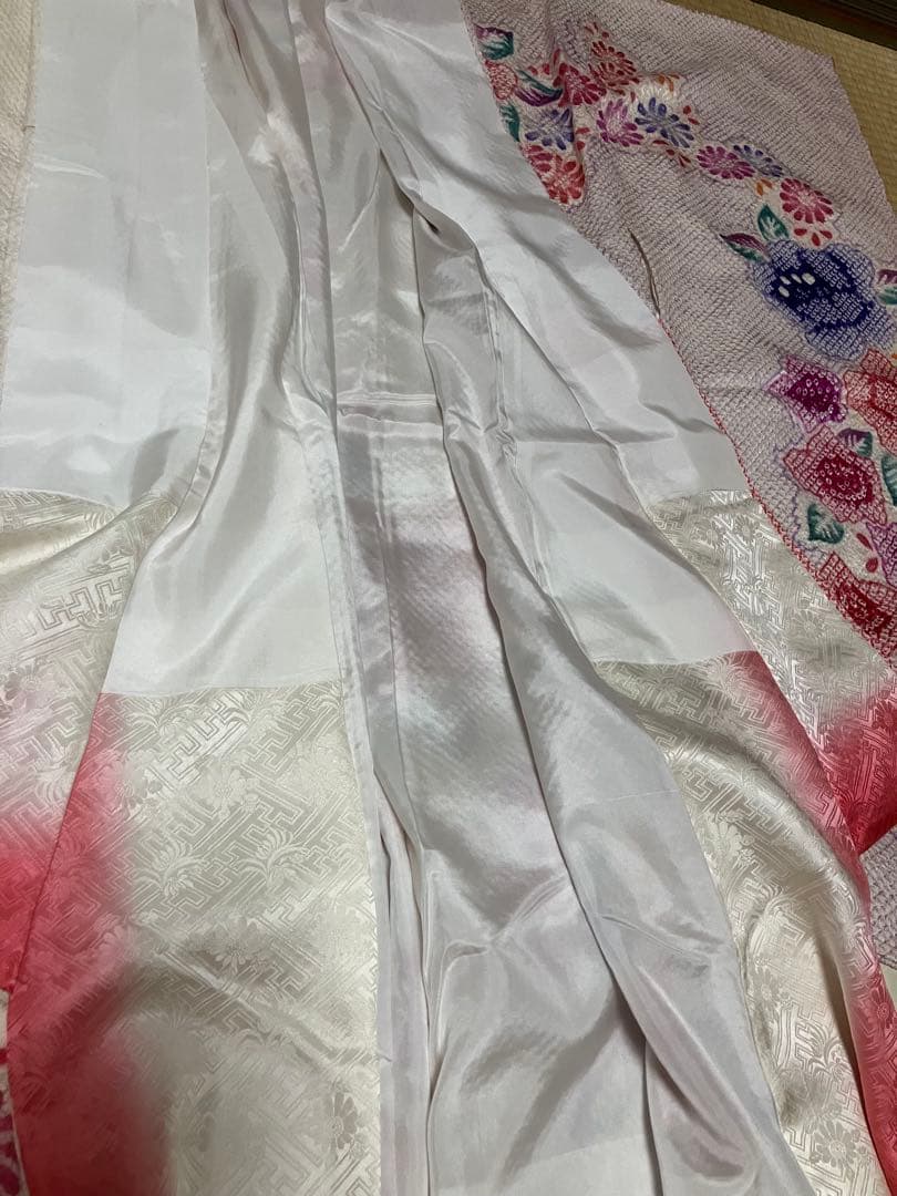 正絹　未使用品、総絞り振袖　　美品、袋帯