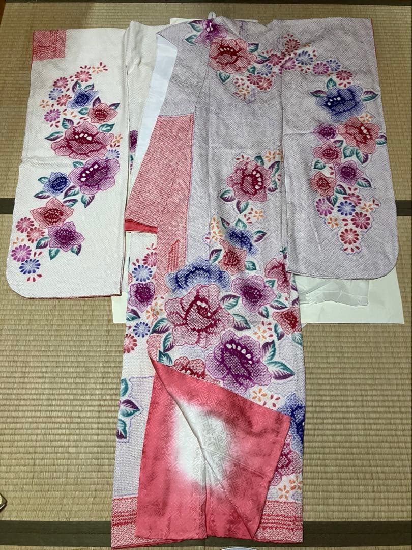 正絹　未使用品、総絞り振袖　　美品、袋帯