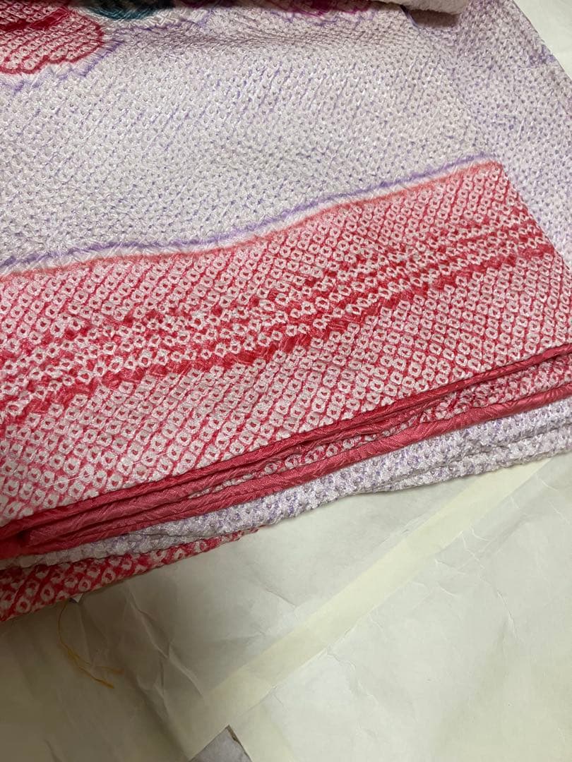 正絹　未使用品、総絞り振袖　　美品、袋帯