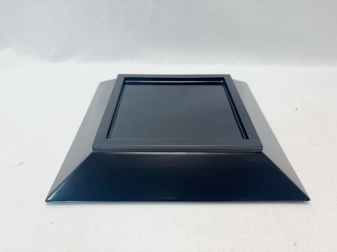 未使用 茶道具 塗師 静峰作 輪島塗 木製黒真塗 四方盆 干菓子器 共箱