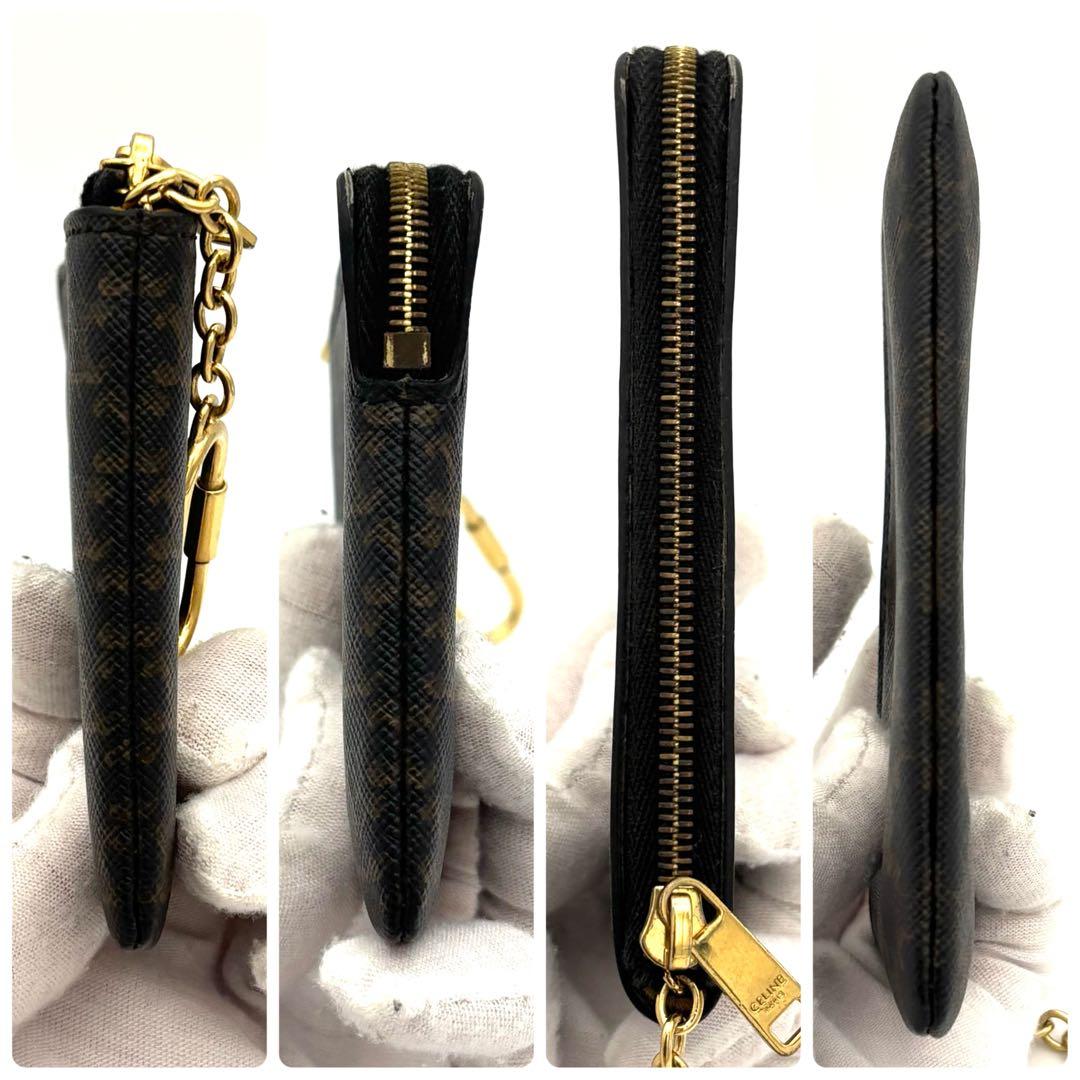 ☆美品☆セリーヌ 財布 トリオンフ ブラック 小銭入れ ケース チェーン