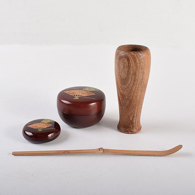 茶道具　桑茶箱　茶碗　振出など　九点　一式　仕覆付　V　R7633