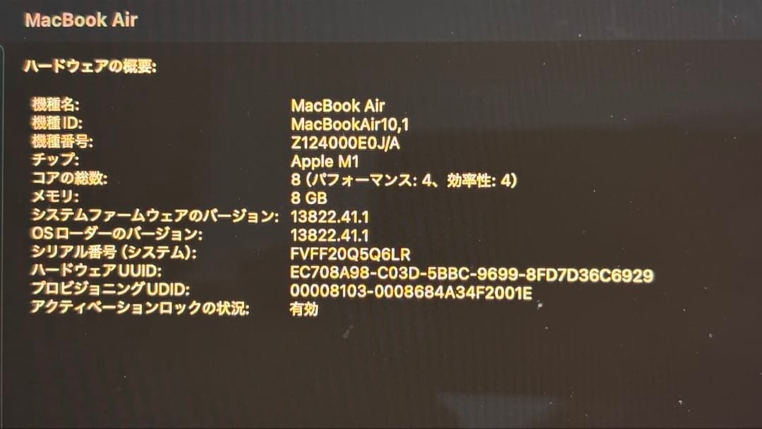 【ユキハミさん専用】M1 MacBook Air メモリ8GB SSD 256