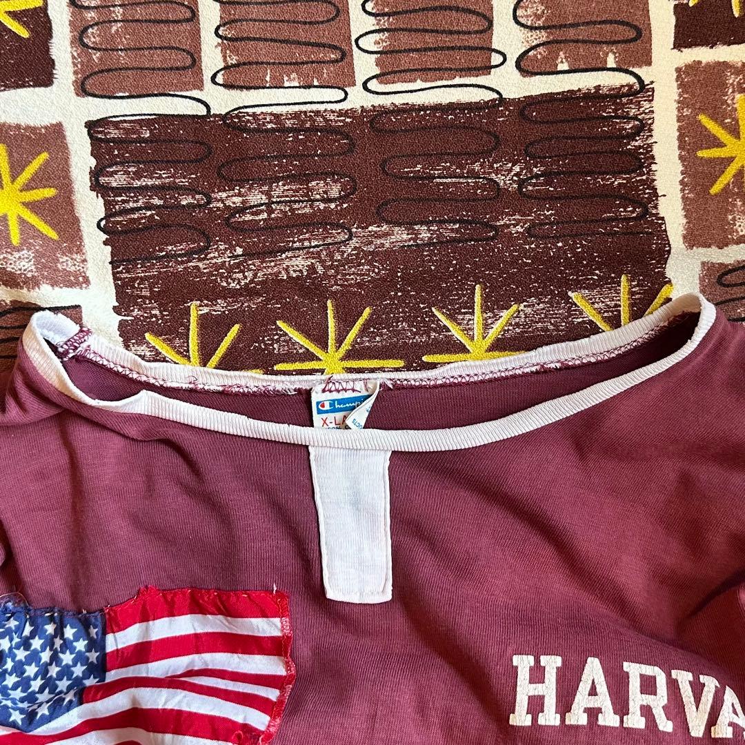 60s HARVARD COLLEGE champion リンガー Tシャツ