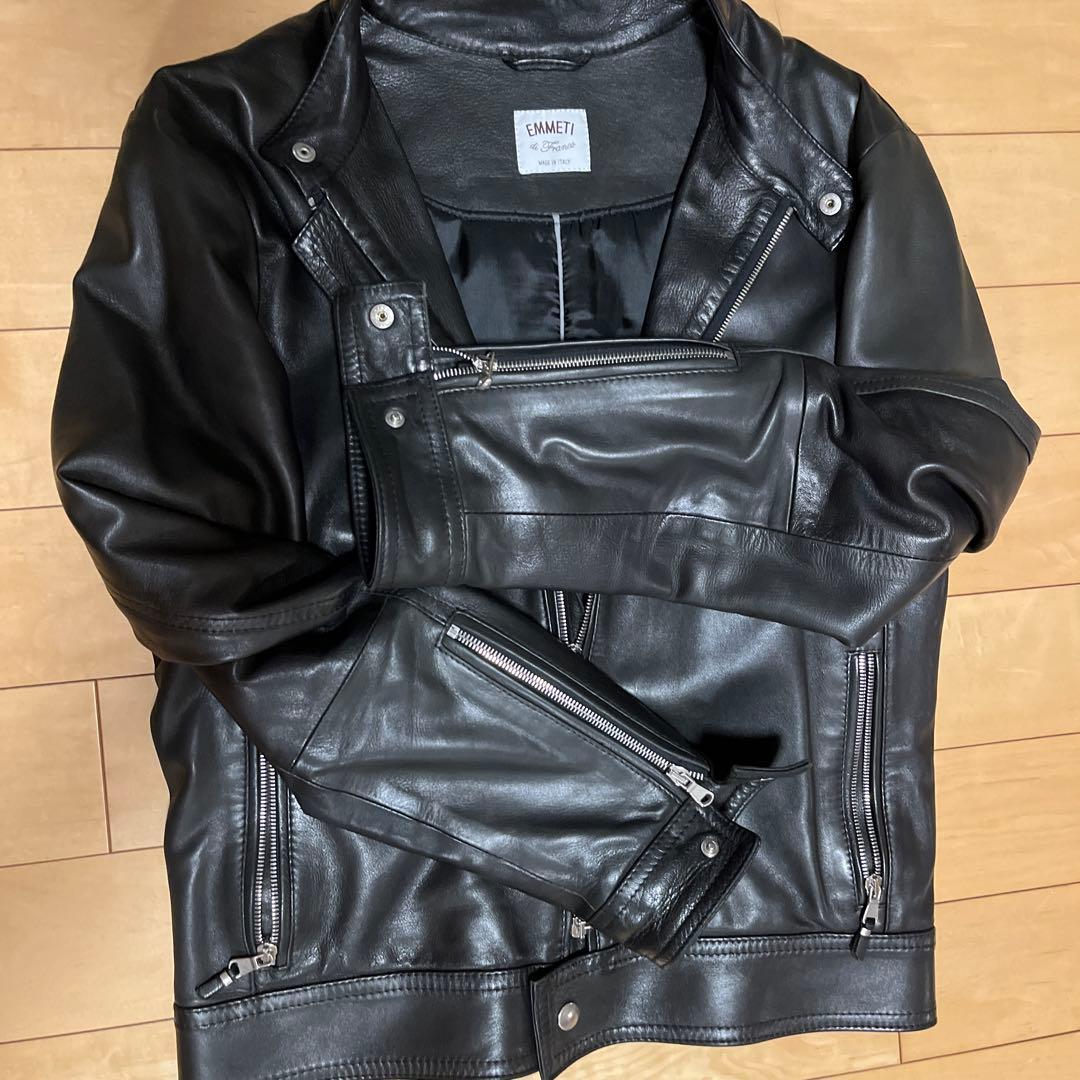 ジャケット・アウター EMMETI Andrea black lamb leather single