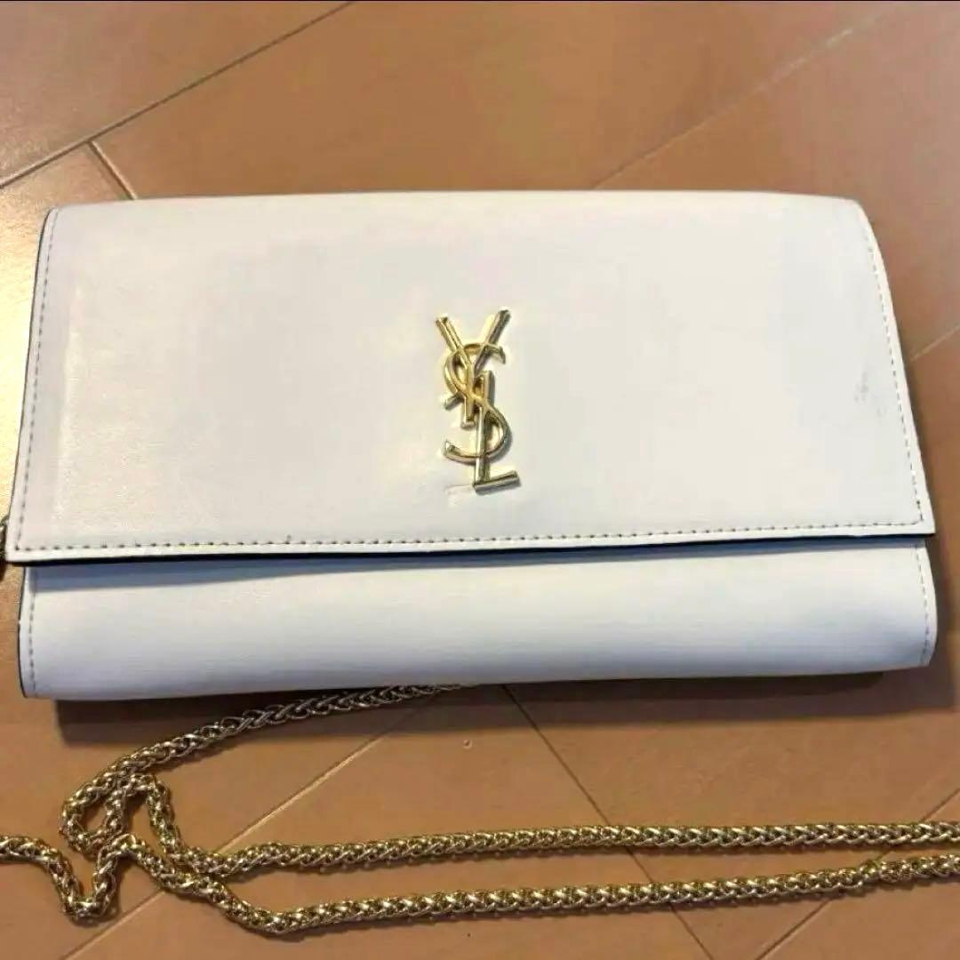 ホワイトYSLショルダーバッグ