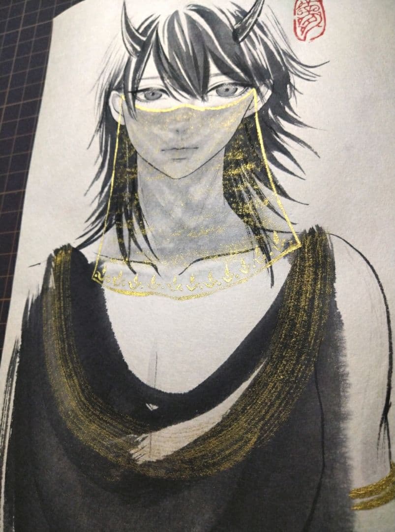 専用　肉筆原画［鬼の踊り子］水墨画 墨絵 手描きイラスト　日本画