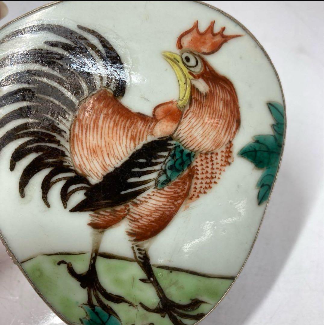 中国古玩 粉彩シャム銀蓋物