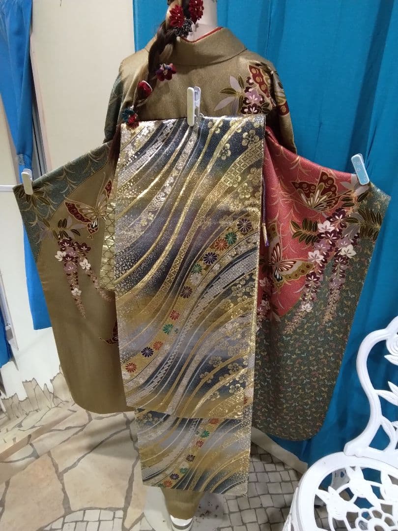 振袖フルセット、正絹振袖成人式、重ね衿、帯揚げ帯締め、西陣高級袋帯、襦袢