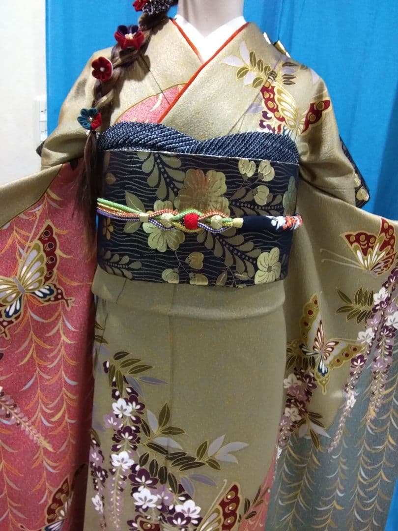 振袖フルセット、正絹振袖成人式、重ね衿、帯揚げ帯締め、西陣高級袋帯、襦袢