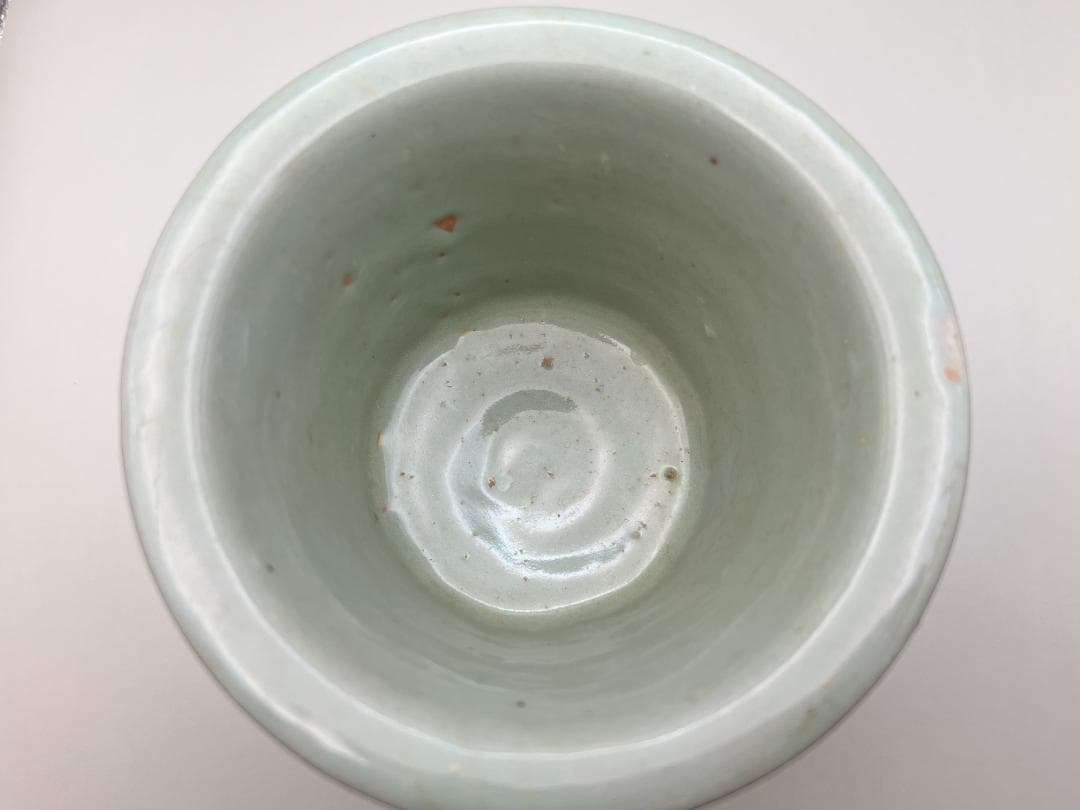 【海】李朝　青磁香炉　陰刻回字文　時代物　骨董品　李朝美術品