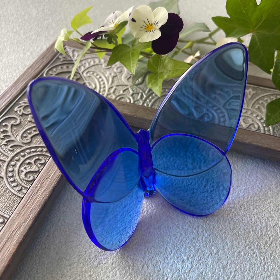 Baccarat ラッキーバタフライ クリスタルガラス ブルー