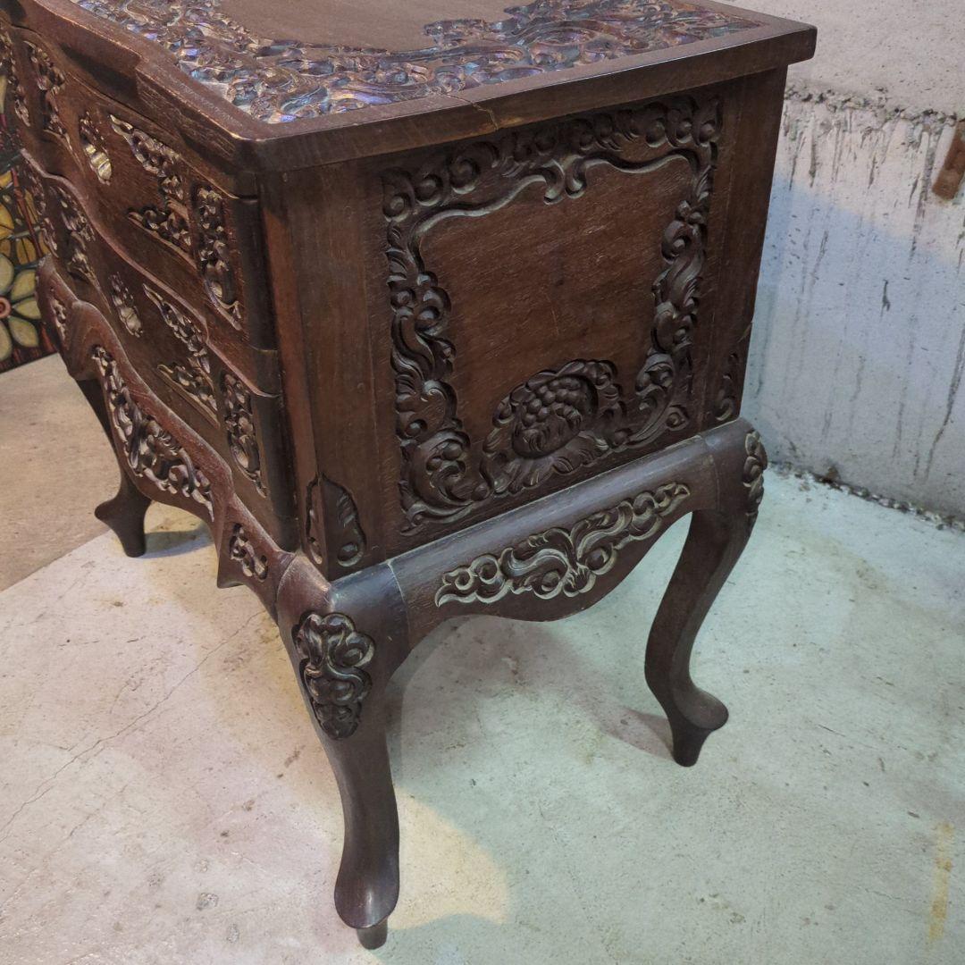 ヴィンテージ 木製彫刻 猫脚 キャビネット ダークブラウン