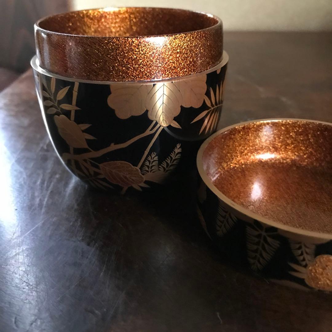 美品　希少　茶道具　棗　大棗　嵯峨蒔絵　村田宗覚　直径7×高7cm