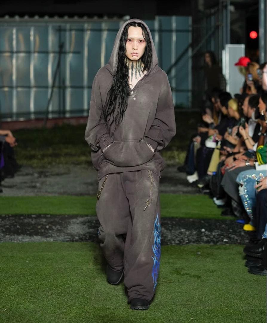 カミヤ 25ss M 新同タグ付き フェード ダメージ加工 スウェット パーカー