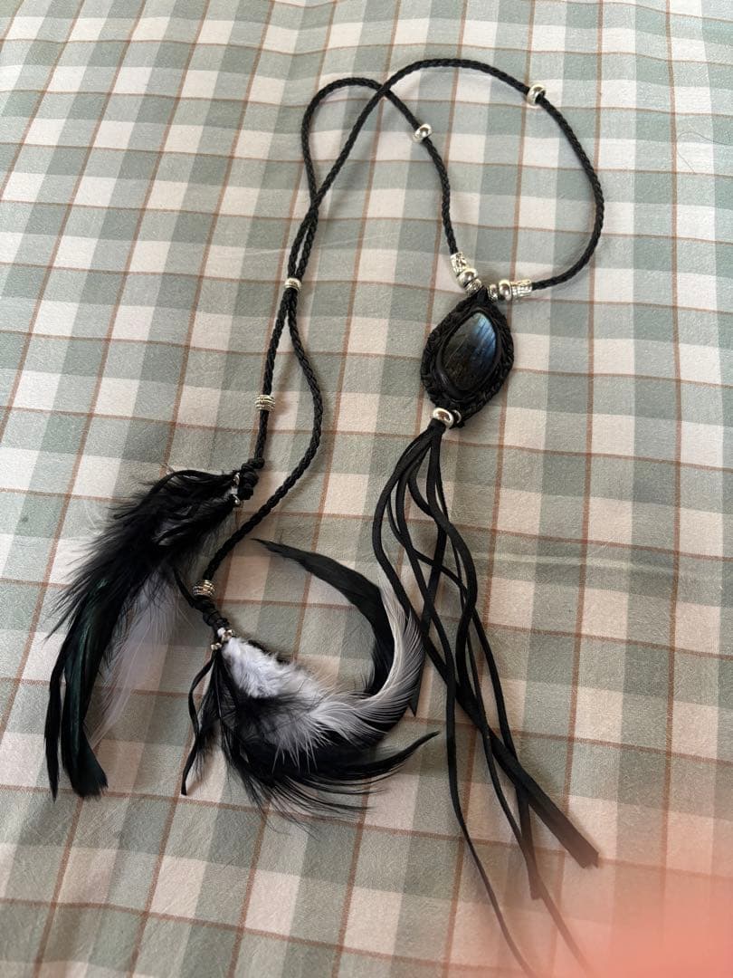 kmrii似 天然石 羽フリンジ ネックレス
