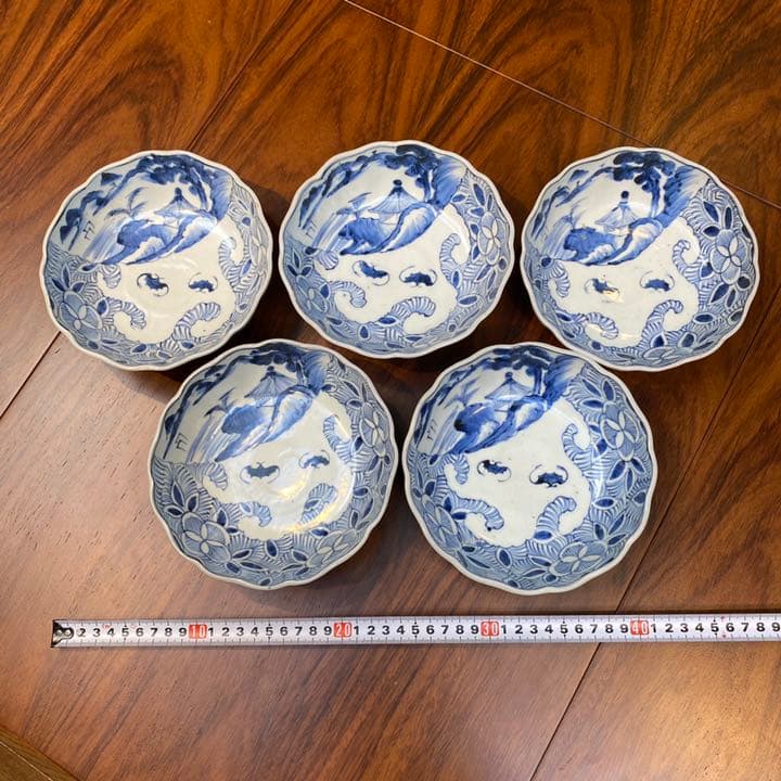 皿　古伊万里染付　5枚セット