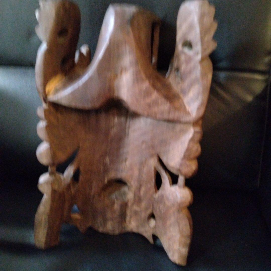 中国　木彫り　お面　壁掛け　壁掛け　魔除け