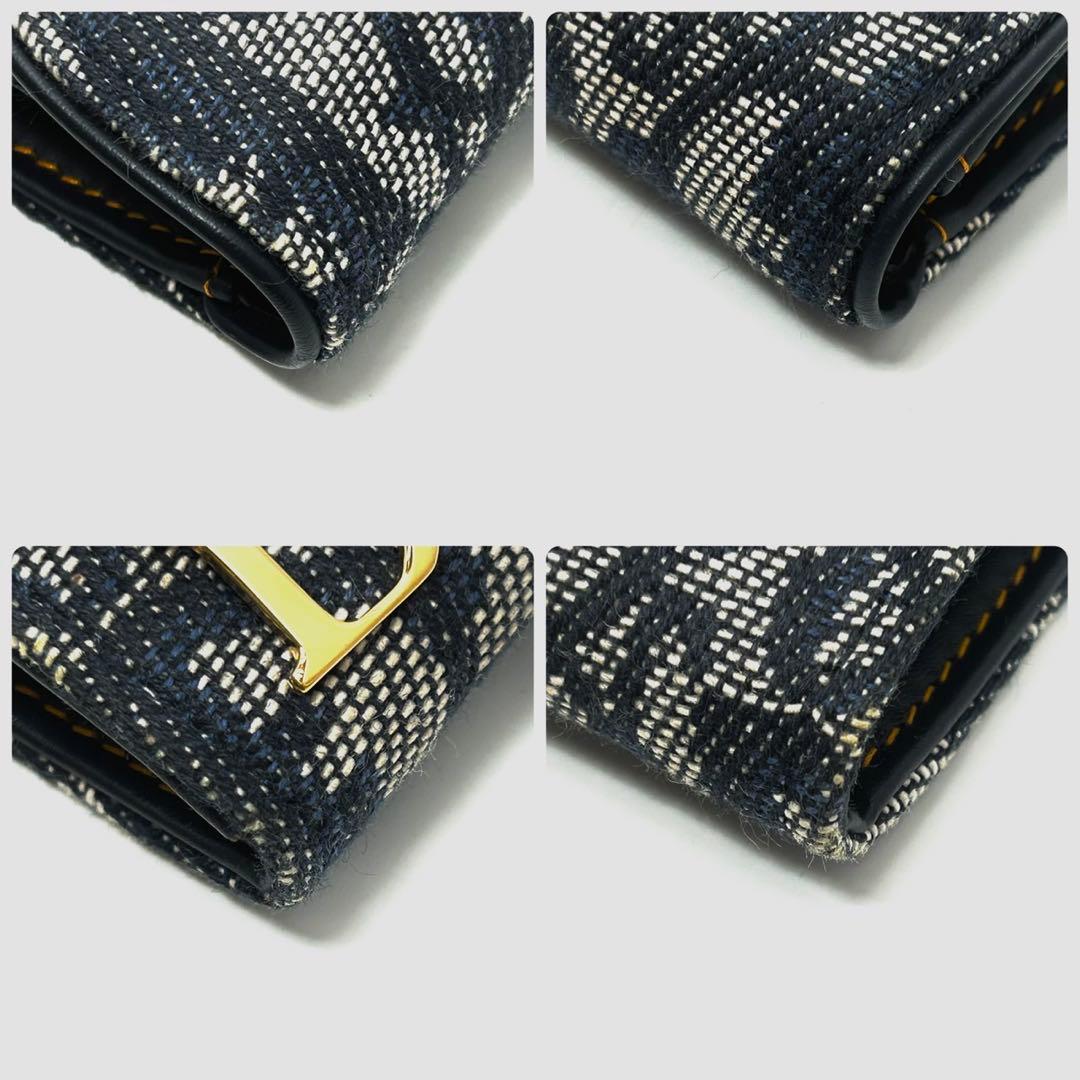 Dior ケース トロッター サドル 折り財布 ミニ財布 ジャガード