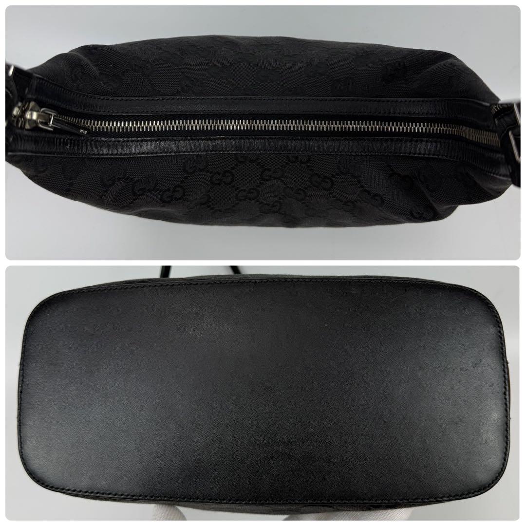 【極美品】GUCCI グッチ ワンショルダー バッグ GGキャンバス レザー 黒