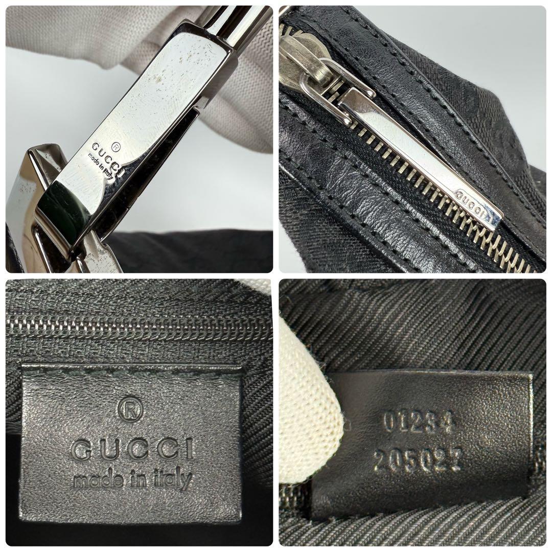 【極美品】GUCCI グッチ ワンショルダー バッグ GGキャンバス レザー 黒