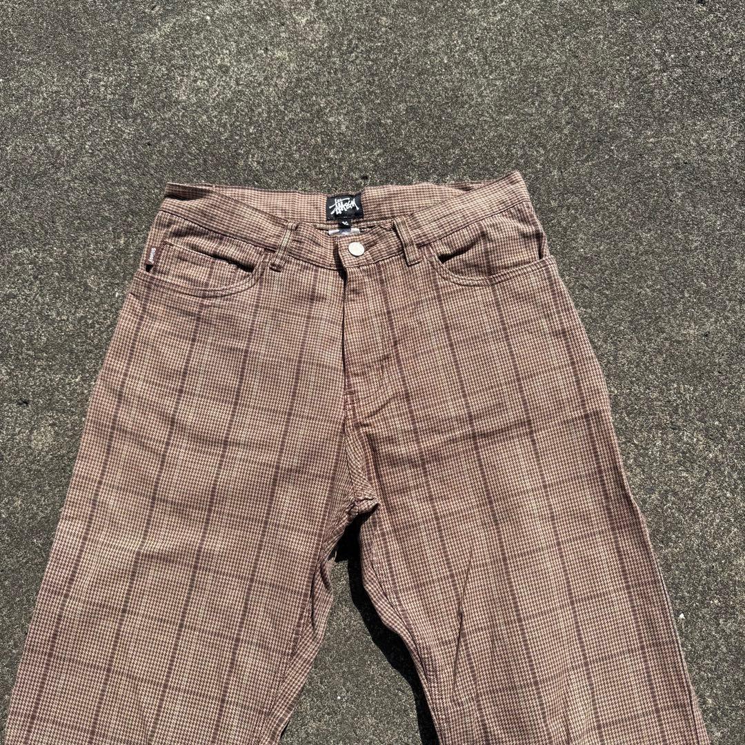 パンツ 90s OLD STUSSY brown check chino pants