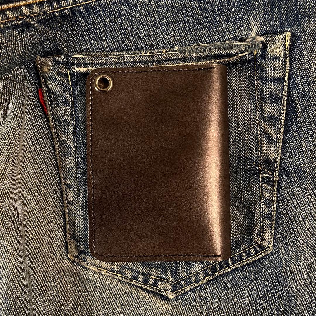 お札が折れない！ミドルトラッカーウォレット 3層 シルバー 栃木レザー