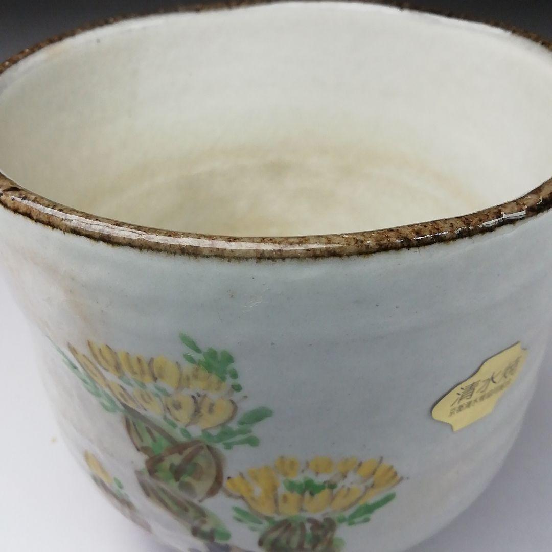 Ｔ３５０　茶碗　『福寿草絵』『浅見与し三 造』　共箱　抹茶碗　茶道具
