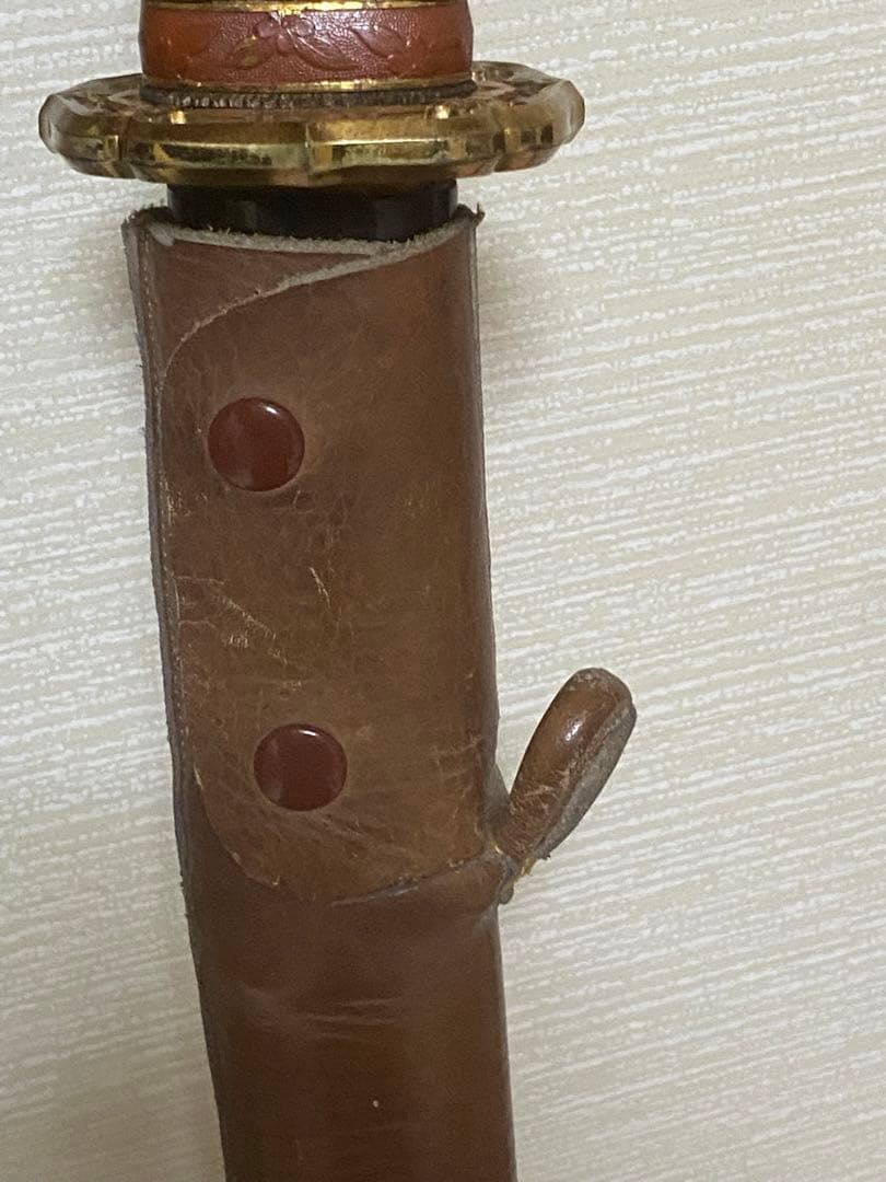 軍刀革鞘付き竹刀日本刀模造刀日本軍指揮官刀全長100cm