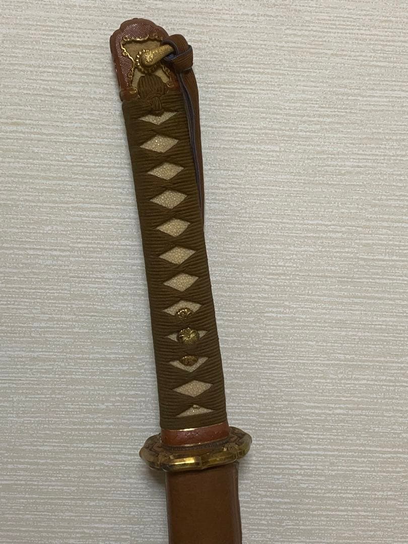 軍刀革鞘付き竹刀日本刀模造刀日本軍指揮官刀全長100cm