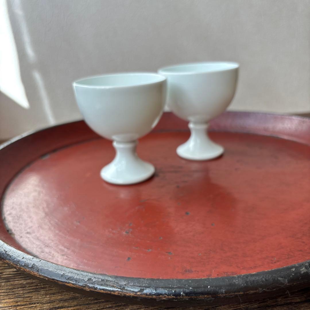 有田焼　人間国宝　井上萬二作　白磁ワインカップセット