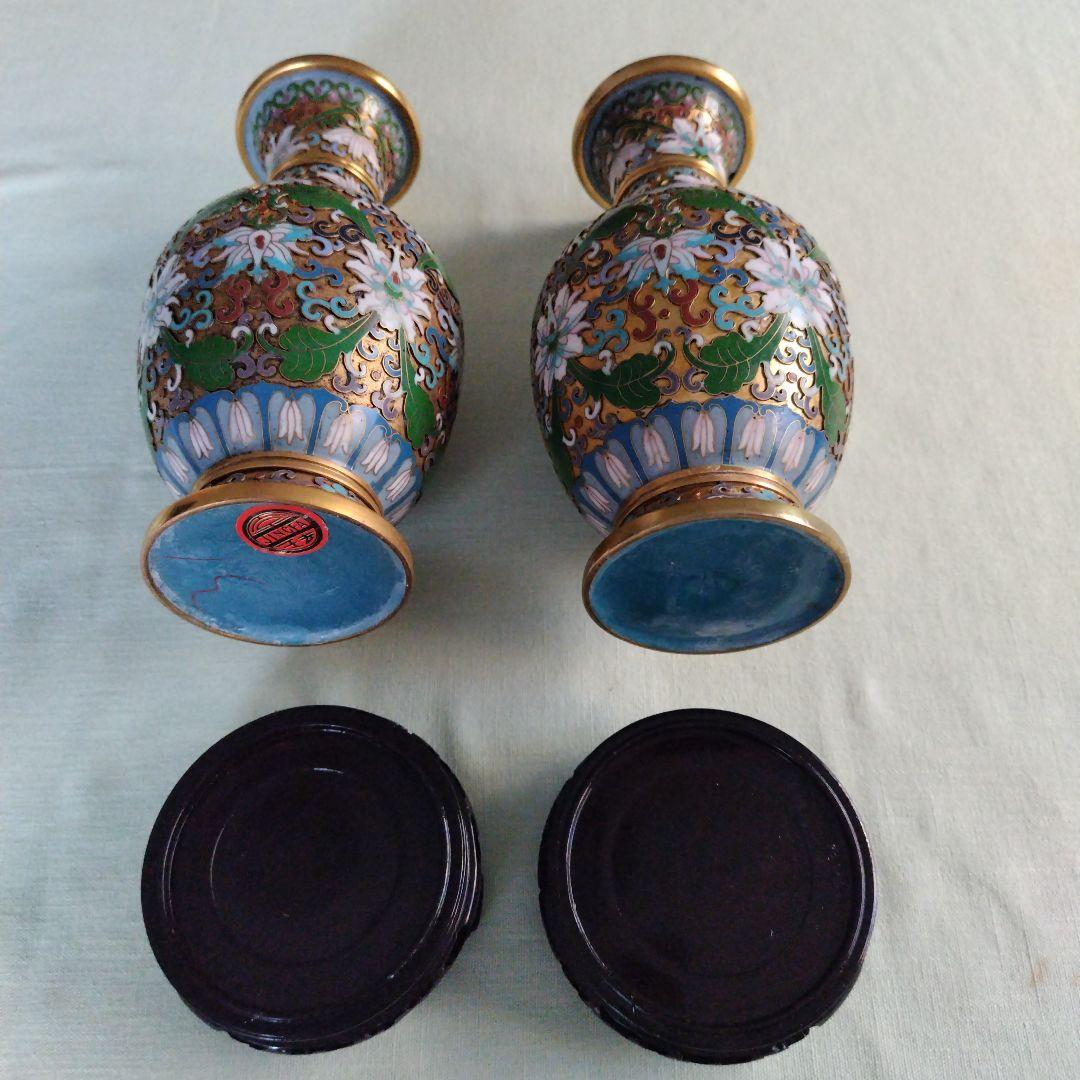 JINGFA エナメル塗装の花柄装飾花瓶（高さ約21cm）