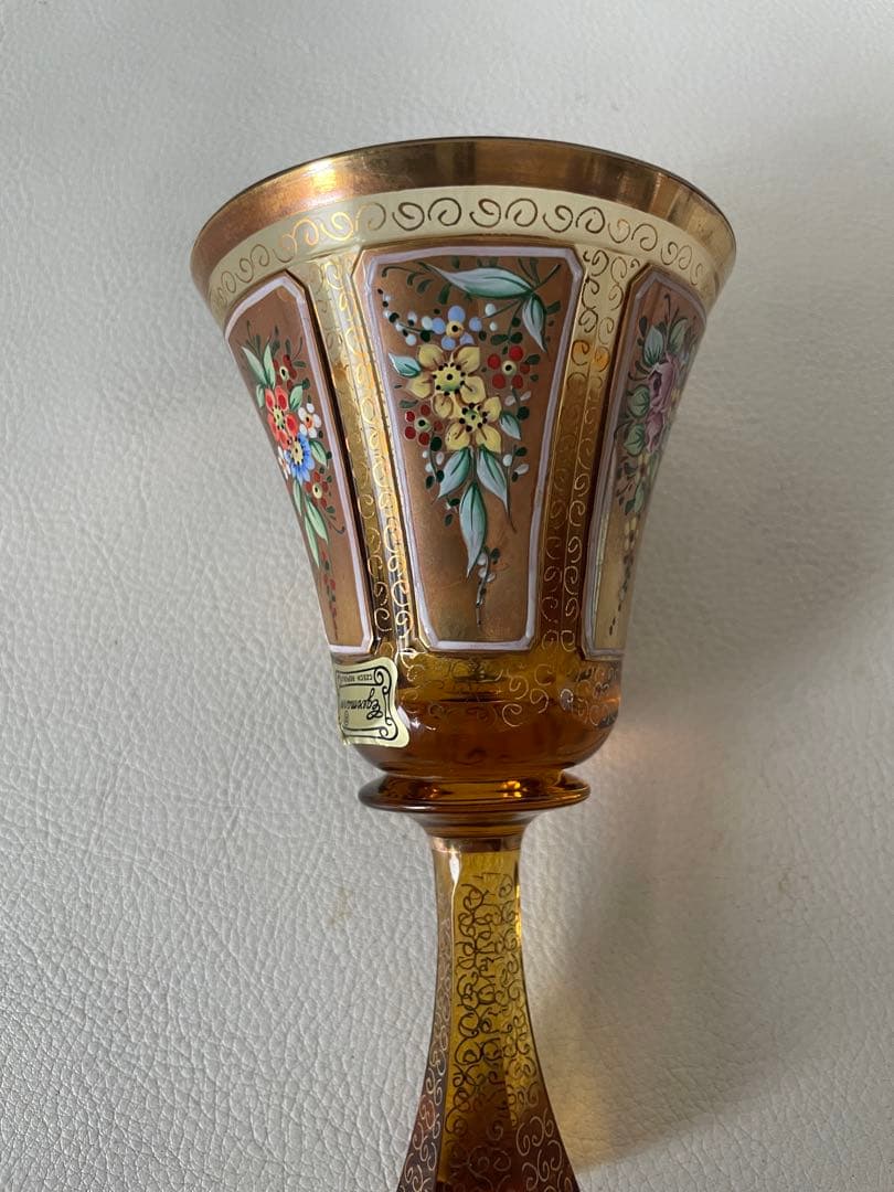 エーゲルマン ハンドベル 呼び鈴 チェコ共和国 製 ボヘミアガラス アンバー