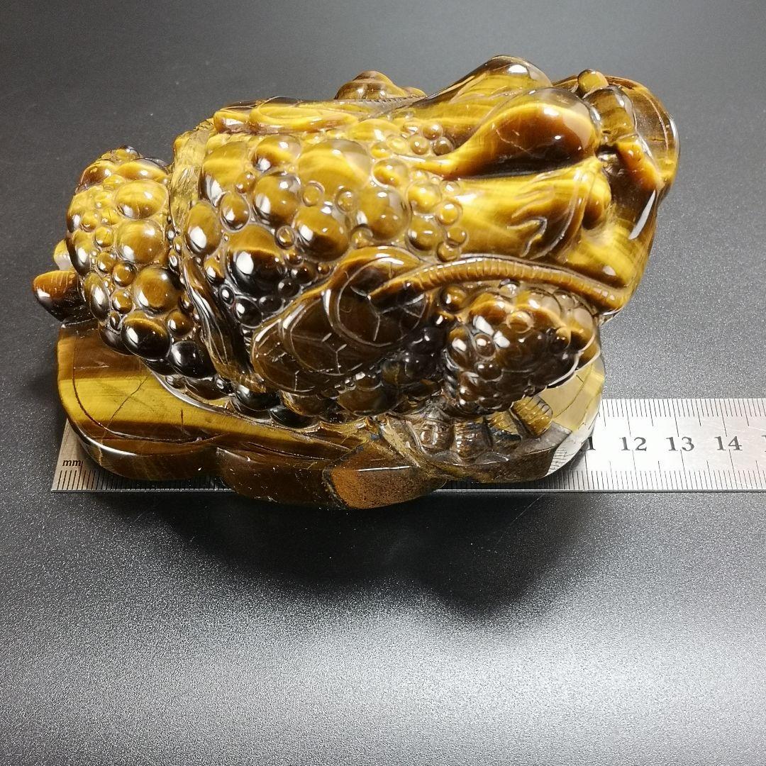 A17.宝石品質の三本足の蛙（金蟾）　三脚蛙　虎目石　タイガーアイ　珍品　天然石