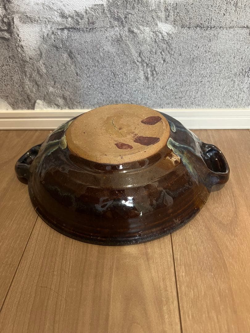 加山晴子　陶器　皿　器　美術品　鉢　土鍋風　持ち手