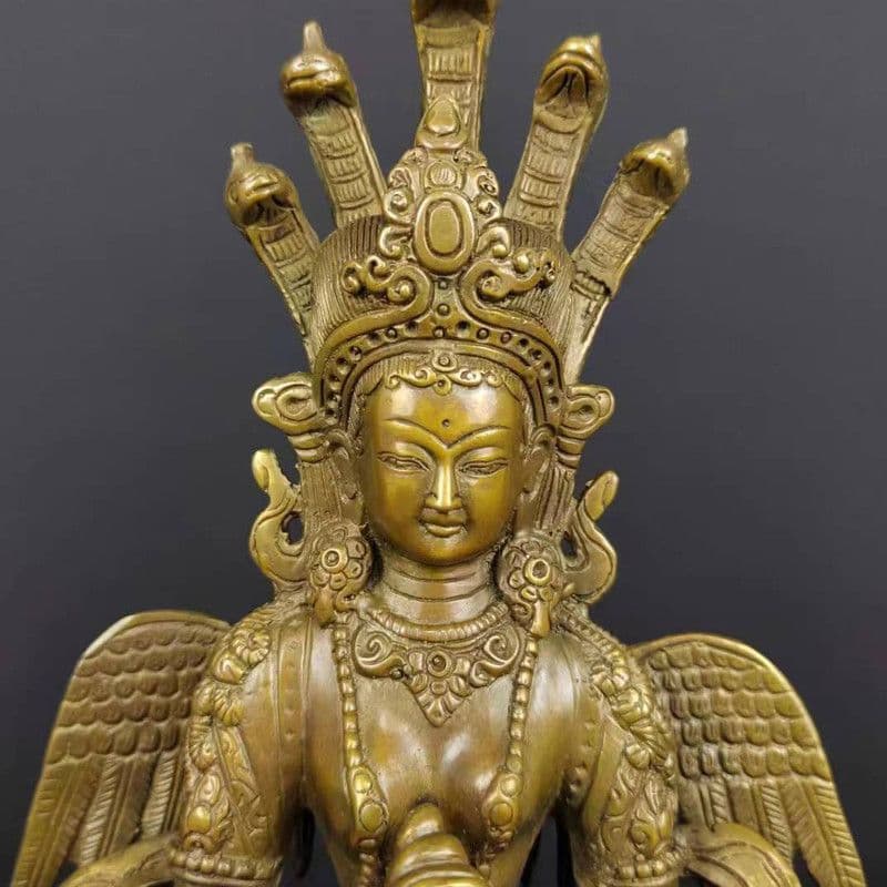 铜制 龙树菩萨 龙胜观音佛像 女娲蛇仙 蛇女 開運 風水 招財 置物 工芸品