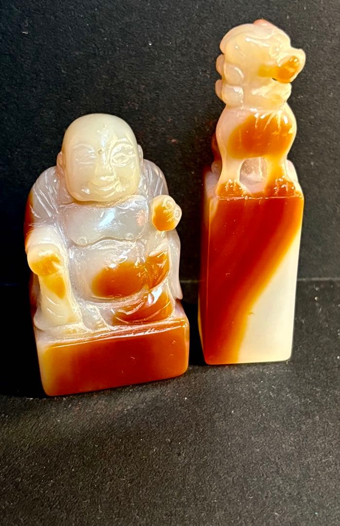 瑪瑙の印材（3個未使用）碧玉印材（1個未使用）