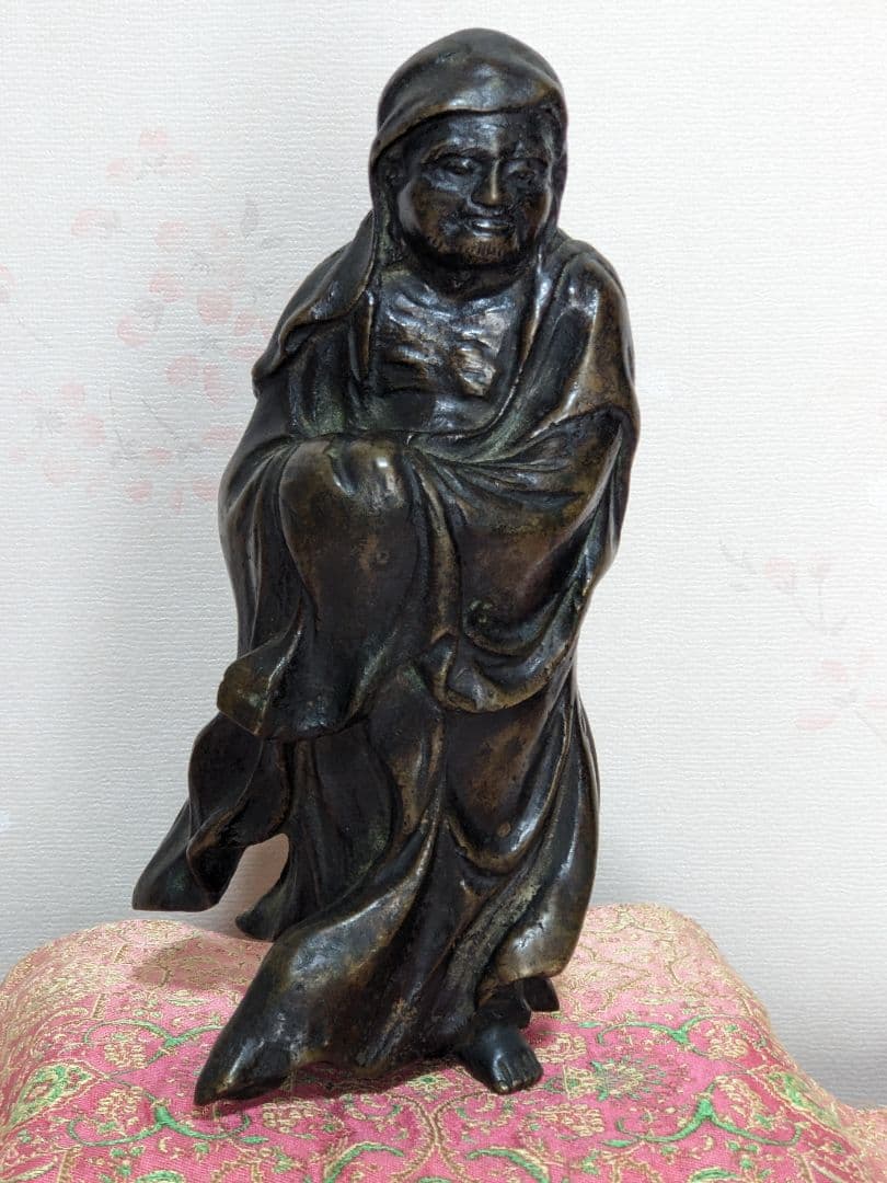♦銅器 達磨大師像 銅製 ？高岡銅器 開運 縁起物 置物 飾りレア物 骨董品