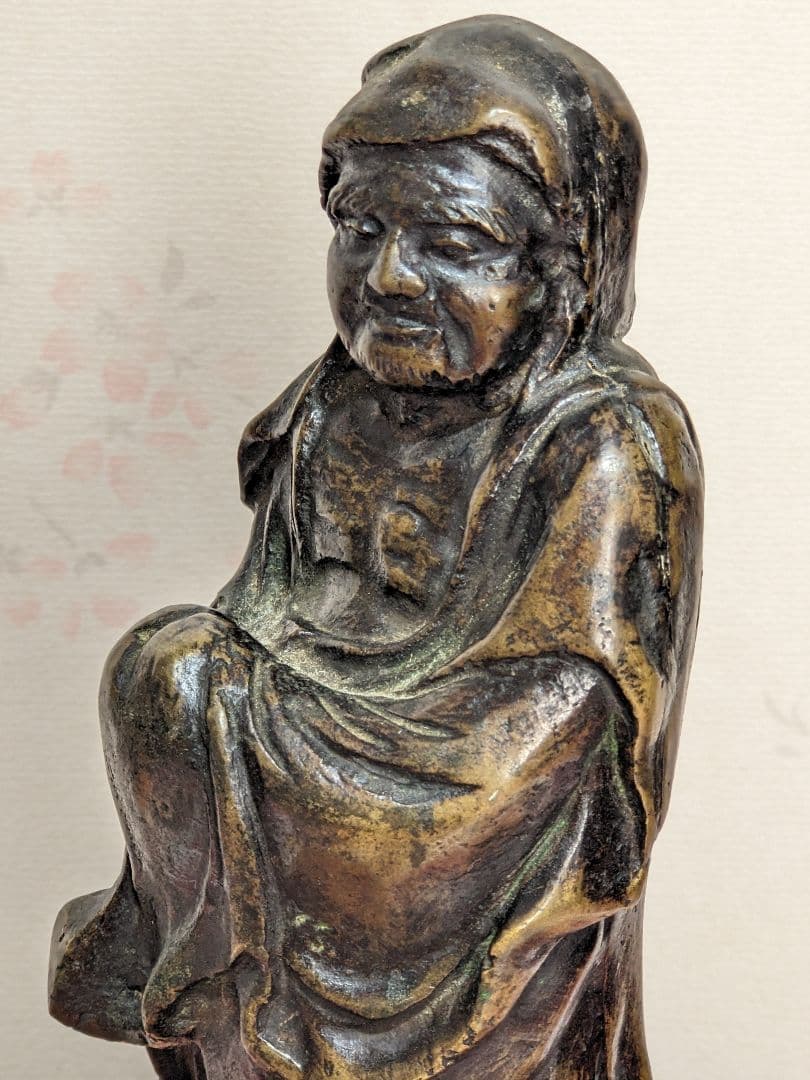 ♦銅器 達磨大師像 銅製 ？高岡銅器 開運 縁起物 置物 飾りレア物 骨董品