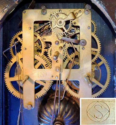 〈完動品〉精工舎　黒柿　装飾スリゲルゼンマイ振り子時計 アンティーク古時計