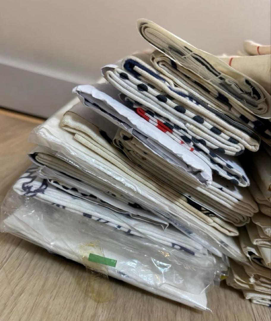 手ぬぐい 手拭い 生地 古布 粗品 昭和レトロ 長期保管品　60枚　まとめて