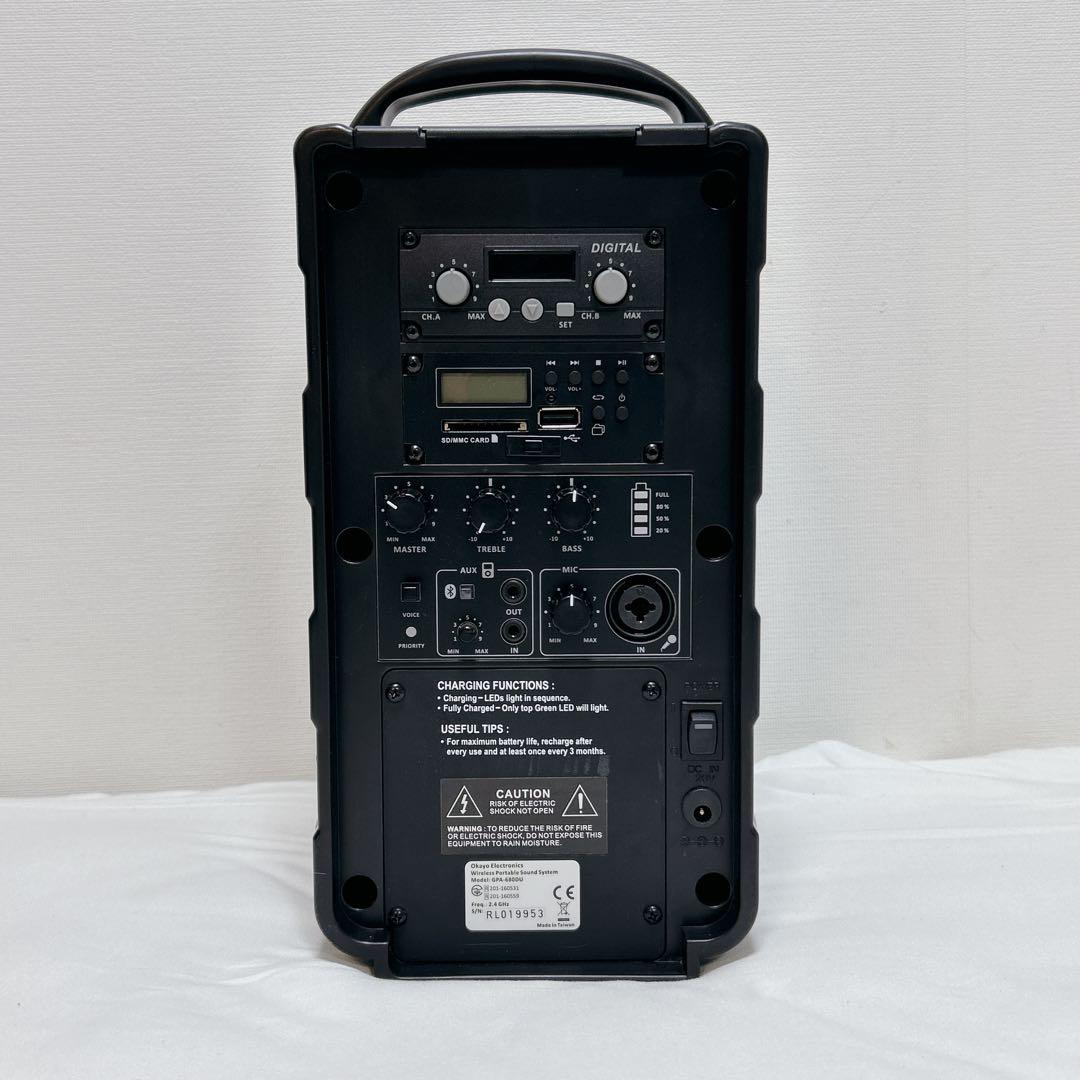 ワイヤレス拡声器 OKAYO ポータブルPAスピーカー マイク2本付