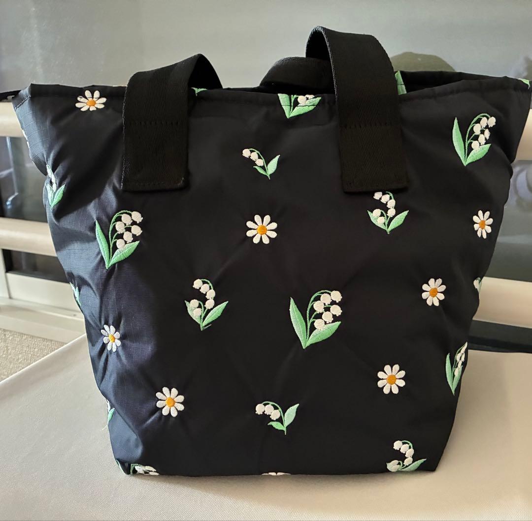 レスポートサック チェスティ トートバッグ 刺繍 花柄 ブラック