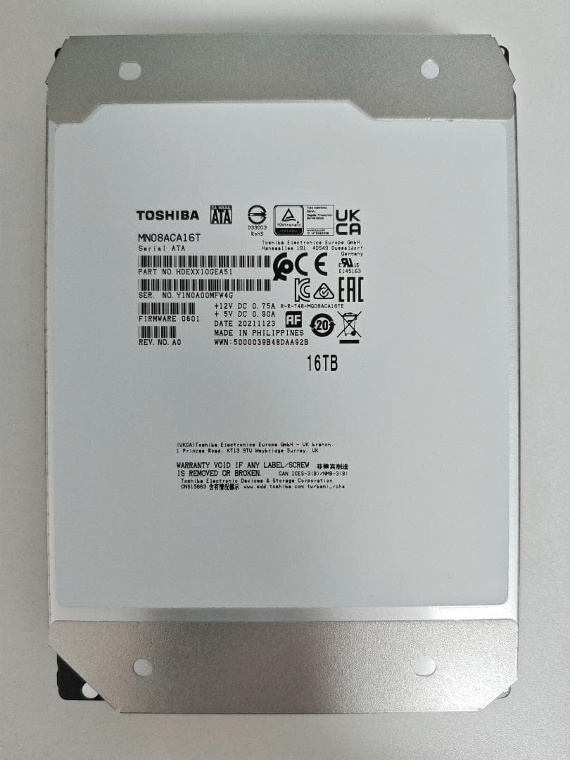 東芝 3.5インチ内蔵HDD 16TB (MN08ACA16T) 2台セット