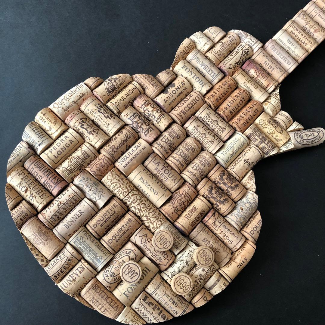 ワインコルク　コルクアート エレキギター　ハンドメイド　インテリア