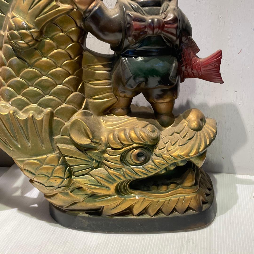 金のしゃちほこ　恵比寿大黒 しゃちほこ 縁起物 陶器　珍品　置物　昭和レトロ