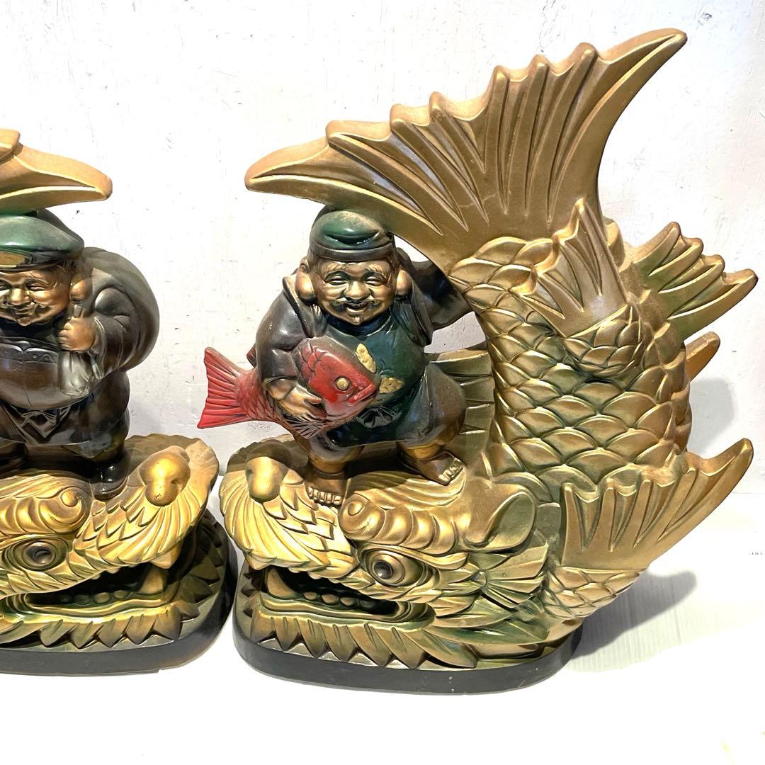 金のしゃちほこ　恵比寿大黒 しゃちほこ 縁起物 陶器　珍品　置物　昭和レトロ