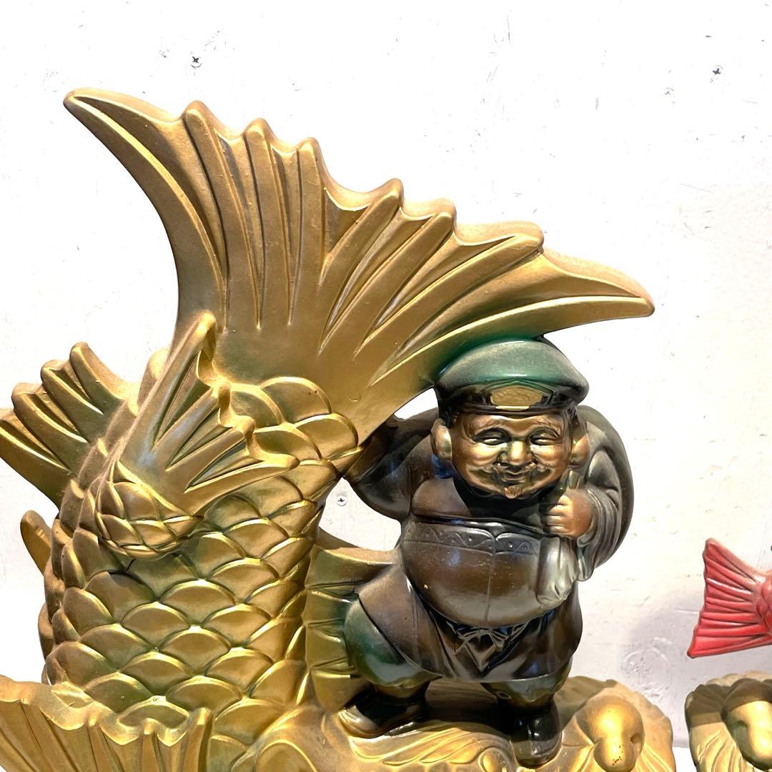 金のしゃちほこ　恵比寿大黒 しゃちほこ 縁起物 陶器　珍品　置物　昭和レトロ