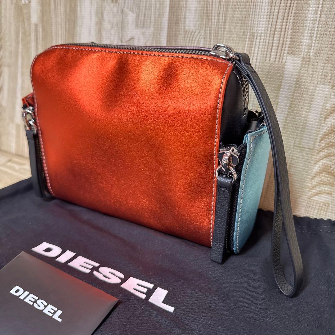 【極美品】DIESELディーゼル マルチカラーレザーバッグ ショルダーチェーン付